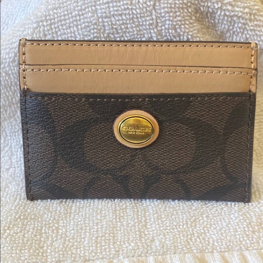 Coach Brown and Tan Card Holder